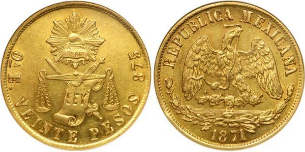 20 Peso Messico (1867 - ) Oro 