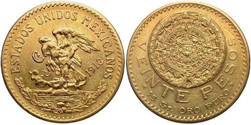 20 Peso México (1867 - ) Oro 