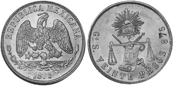 20 Peso México (1867 - ) Oro 