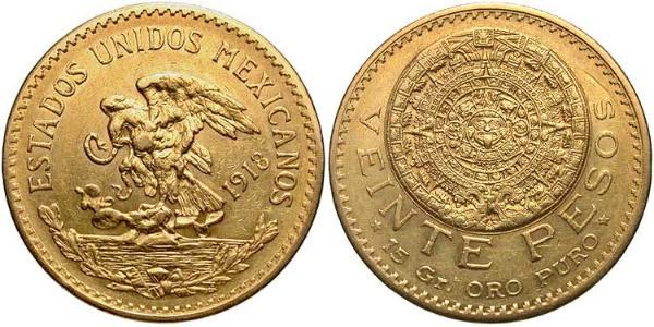 20 Peso México (1867 - ) Oro 