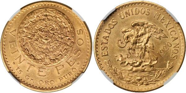 20 Peso México (1867 - ) Oro 