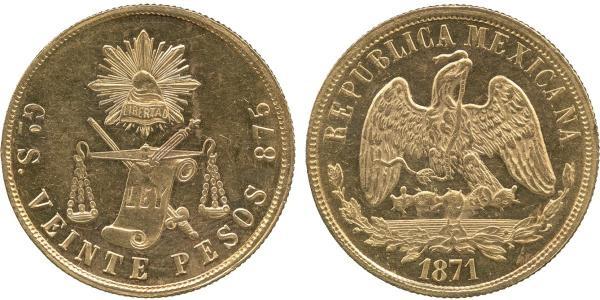 20 Peso México (1867 - ) Oro 