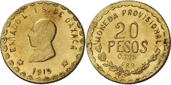 20 Peso México (1867 - ) Oro 