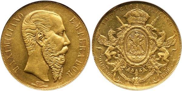 20 Peso Secondo Impero Messicano (1864 - 1867) Oro Maximilian I of Mexico (1832 - 1867)