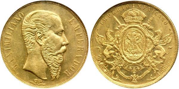 20 Peso Secondo Impero Messicano (1864 - 1867) Oro Maximilian I of Mexico (1832 - 1867)