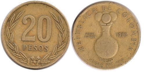 20 Peso Republic of Colombia (1886 - )  