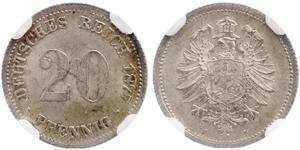 20 Pfennig Allemagne Argent Wilhelm I, German Emperor (1797-1888)