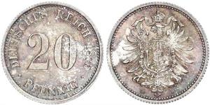 20 Pfennig Allemagne Argent Wilhelm I, German Emperor (1797-1888)