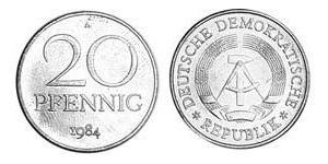 20 Pfennig République démocratique allemande (1949-1990) Laiton 