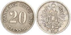 20 Pfennig Alemania Plata Wilhelm I, German Emperor (1797-1888)