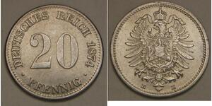 20 Pfennig Alemania Plata Wilhelm I, German Emperor (1797-1888)