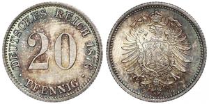 20 Pfennig Alemania Plata Wilhelm I, German Emperor (1797-1888)