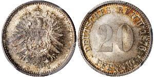 20 Pfennig Alemania Plata Wilhelm I, German Emperor (1797-1888)
