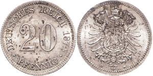 20 Pfennig Alemania Plata Wilhelm I, German Emperor (1797-1888)