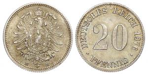 20 Pfennig Alemania Plata Wilhelm I, German Emperor (1797-1888)