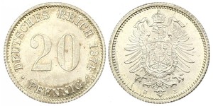 20 Pfennig Alemania Plata Wilhelm I, German Emperor (1797-1888)