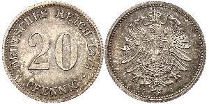 20 Pfennig Germany Silver Wilhelm I, German Emperor (1797-1888)