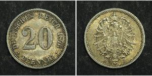 20 Pfennig Germany Silver Wilhelm I, German Emperor (1797-1888)