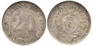 20 Pfennig Germany Silver Wilhelm I, German Emperor (1797-1888)