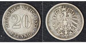 20 Pfennig Germany Silver Wilhelm I, German Emperor (1797-1888)