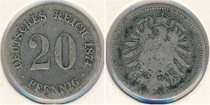 20 Pfennig Germany Silver Wilhelm I, German Emperor (1797-1888)