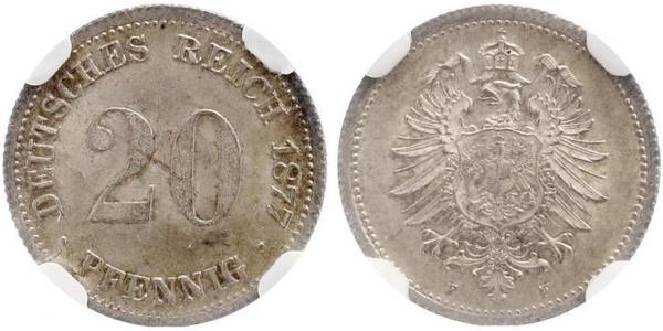 20 Pfennig Germany Silver Wilhelm I, German Emperor (1797-1888)