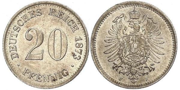 20 Pfennig Germany Silver Wilhelm I, German Emperor (1797-1888)