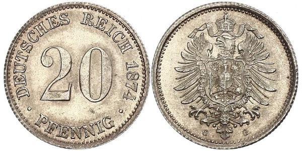 20 Pfennig Germany Silver Wilhelm I, German Emperor (1797-1888)