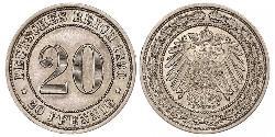 20 Pfennig Imperio alemán (1871-1918)  