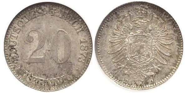 20 Pfennig 德国 銀 威廉一世 (德国)