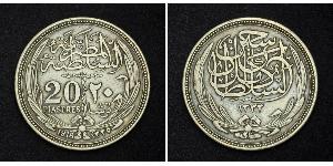 20 Piastre Sultanato de Egipto (1914 - 1922) Plata Hussein Kamel (Sultán) (1853 - 1917)