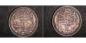 20 Piastre Sultanato de Egipto (1914 - 1922) Plata Hussein Kamel (Sultán) (1853 - 1917)