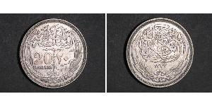 20 Piastre Sultanato de Egipto (1914 - 1922) Plata Hussein Kamel (Sultán) (1853 - 1917)