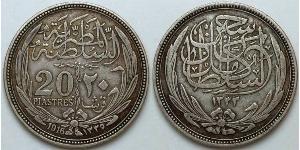 20 Piastre Sultanat Ägypten (1914 - 1922) Silber Hussein Kamil (1853 - 1917)