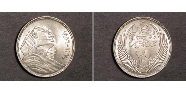 20 Piastre Arab Republic of Egypt  (1953 - ) Silver 