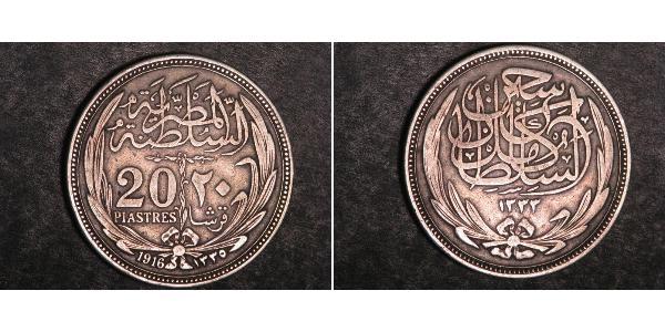 20 Piastre Sultanate of Egypt (1914 - 1922) Silver Hussein Kamel of Egypt (1853 - 1917)