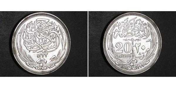 20 Piastre Sultanate of Egypt (1914 - 1922) Silver Hussein Kamel of Egypt (1853 - 1917)