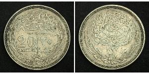 20 Piastre Sultanate of Egypt (1914 - 1922) 銀 Hussein Kamel of Egypt (1853 - 1917)