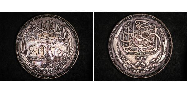 20 Piastre Sultanate of Egypt (1914 - 1922) 銀 Hussein Kamel of Egypt (1853 - 1917)