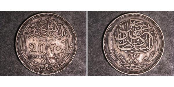20 Piastre Sultanate of Egypt (1914 - 1922) 銀 Hussein Kamel of Egypt (1853 - 1917)