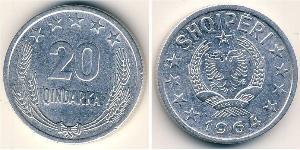 20 Qindarka República Socialista Popular de Albania (1944 - 1992) Aluminio 