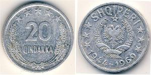 20 Qindarka Sozialistische Volksrepublik Albanien (1944 - 1992) Aluminium 