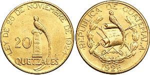 20 Quetzal Republic of Guatemala (1838 - ) Gold 