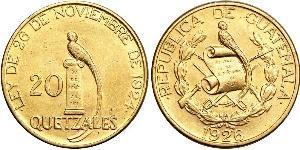 20 Quetzal República de Guatemala (1838 - ) Gold 