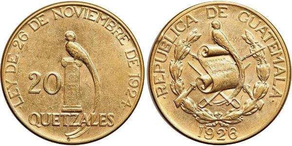 20 Quetzal Guatemala (1838 - ) Oro 