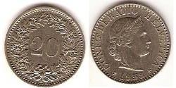 20 Rappen Switzerland Copper/Nickel 