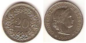 20 Rappen Switzerland Copper/Nickel 