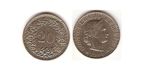 20 Rappen Schweiz Kupfer/Nickel 