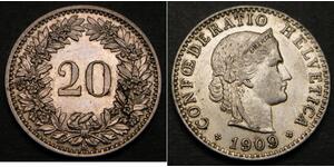 20 Rappen Suiza Níquel/Cobre 