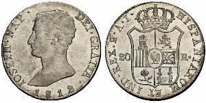 20 Real Kingdom of Spain (1808 - 1813) Argent Joseph Bonaparte